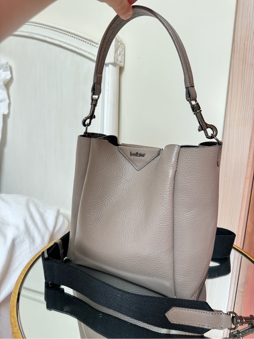 Botkier Taupe Leather Top-Handle Shoulder Bag
